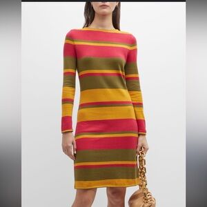 Frances Valentine striped Phoebe knit dress long sleeves crew neck fall winter